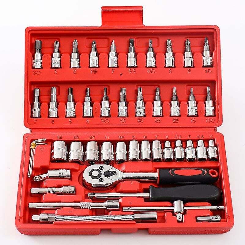 foto del prodotto set di bussole f6 chromemat, 46 pezzi rosso 