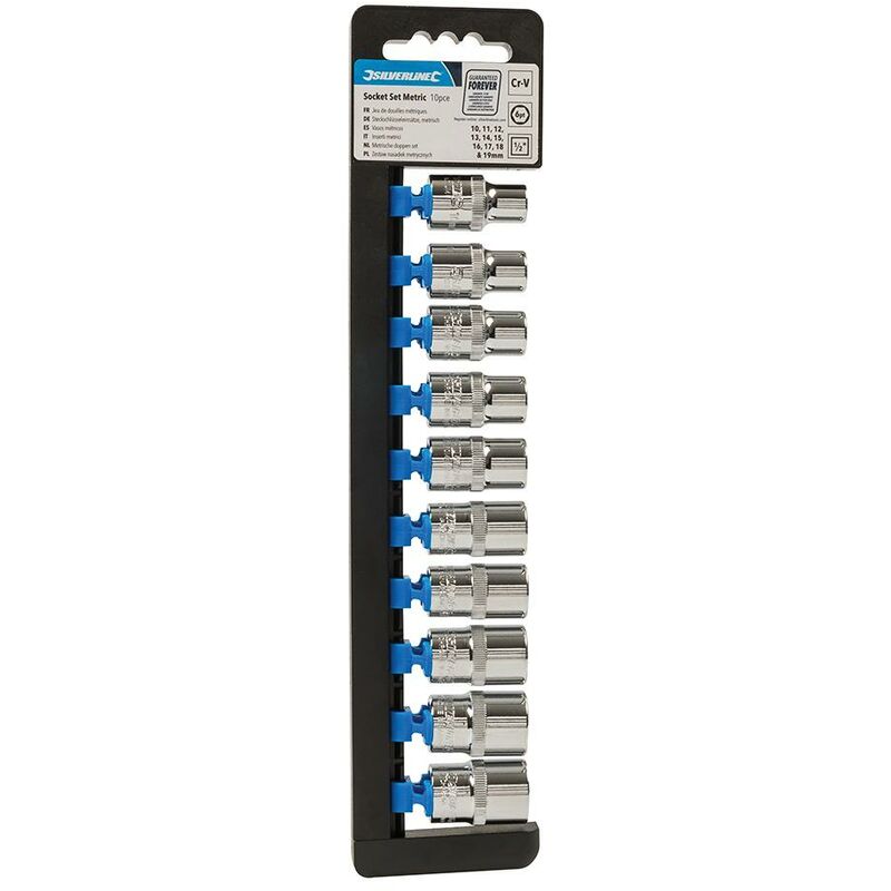 foto del prodotto set di bussole metriche, 6 pt, 1 2 , 10 pz. 10 19 mm