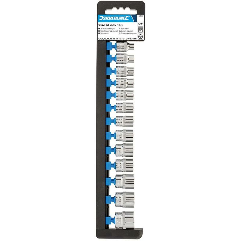 foto del prodotto set di bussole metriche, 6 pt, 3 8 , 13 pz. 6 21 mm