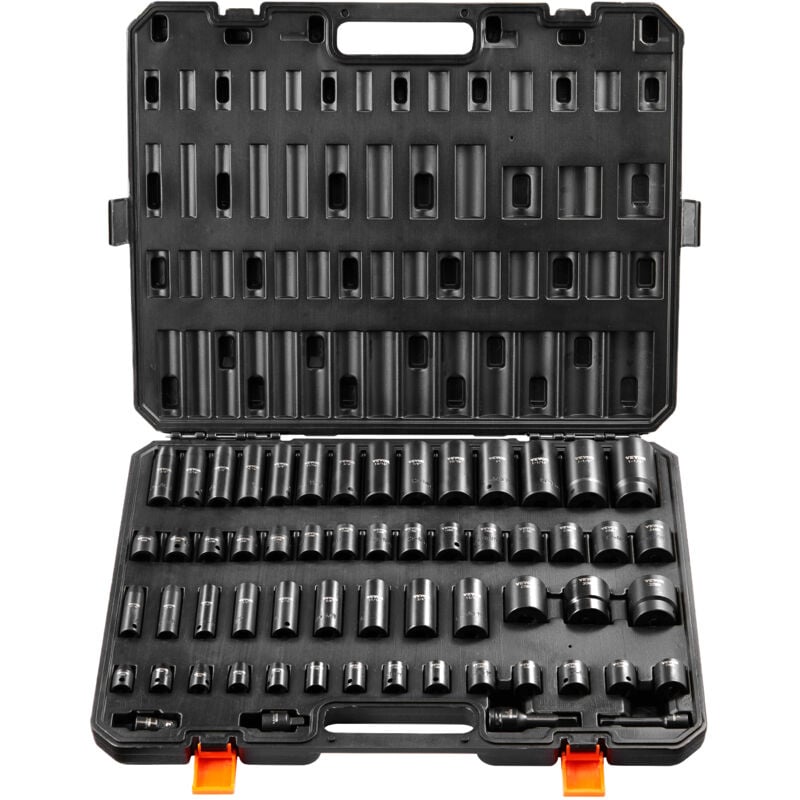 foto del prodotto set di bussole per avvitatore a percussione da 3 8 e 1 2 pollici, set di 59 bussole sae da 5 16 a 1 1 4 pollici e metrico 6 32 mm, acciaio legato