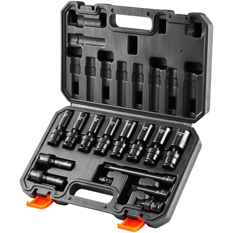 foto del prodotto set di bussole per avvitatore a percussione girevole, set 14, bussole universali, adattatore da 6,35 mm a 9,52 mm set di bussole esagonali in acciaio