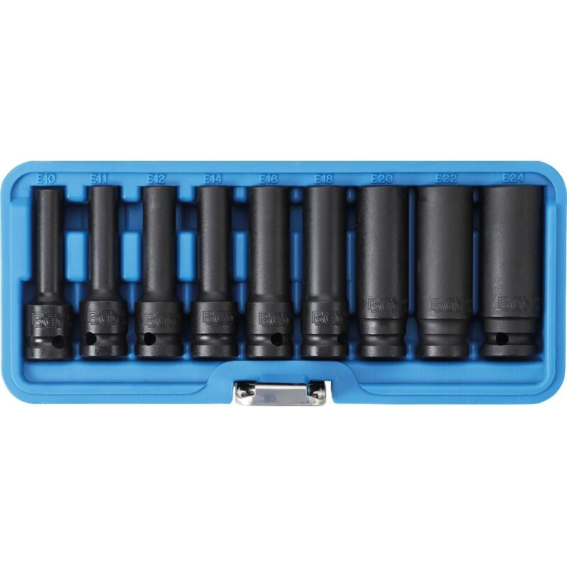 foto del prodotto set di bussole profilo e, profonde 12,5 mm 1 2 e10 e24 9 pz.