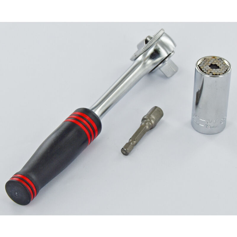 foto del prodotto set di bussole universali da 7 a 19mm 1 chiave a cricchetto 1 portabussole 1 4 tivoly