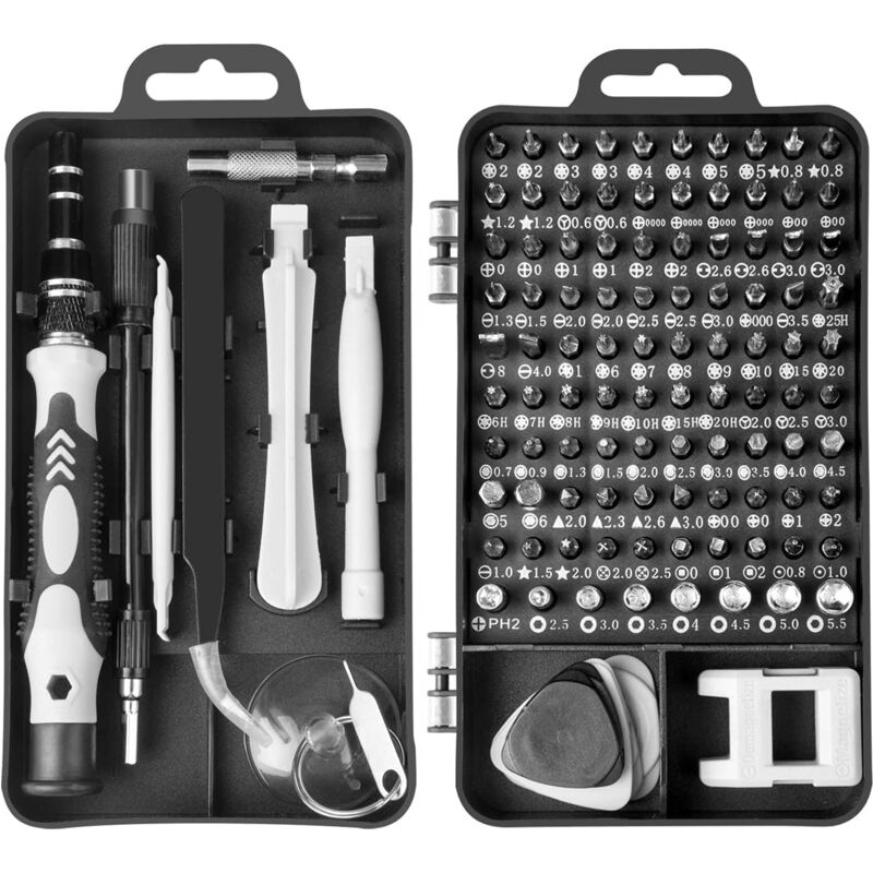 foto del prodotto set di cacciaviti 115 in 1 kit di strumenti di riparazione per laptop, pc, orologi, occhiali e altri dispositivi elettronici, mini cacciavite con