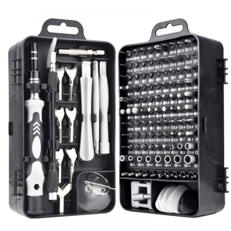 foto del prodotto set di cacciaviti di precisione 135 in 1, cacciavite magnetico di precisione per la riparazione di dispositivi elettronici e orologi.