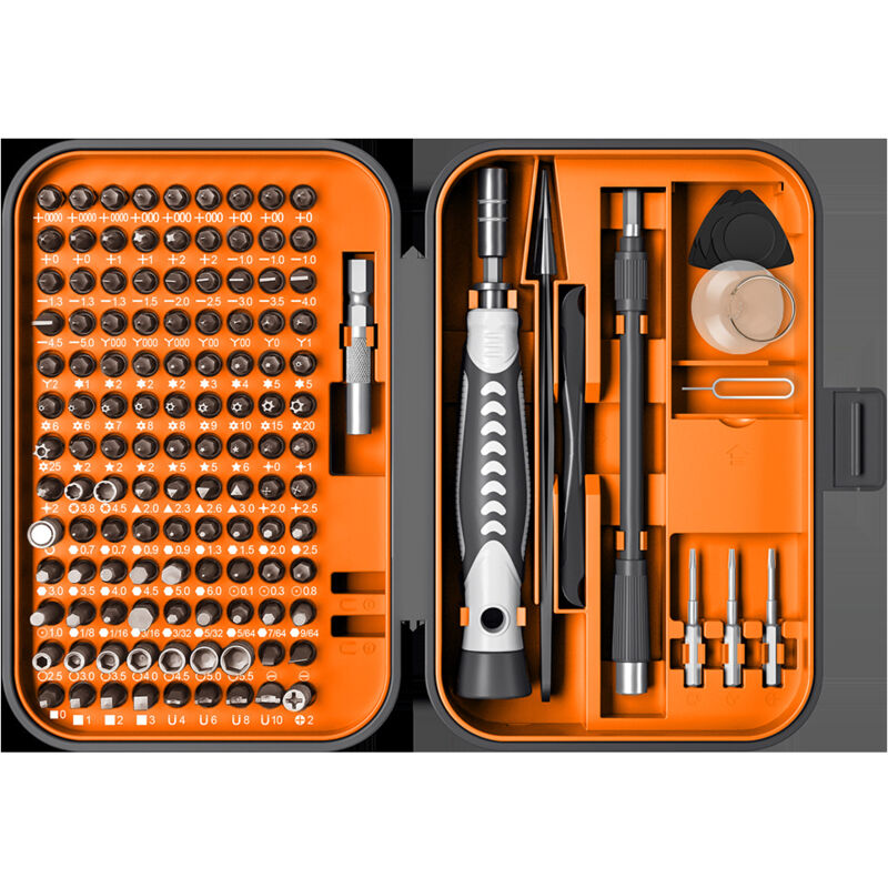 foto del prodotto set di cacciaviti di precisione, set di cacciaviti magnetici elettronici 130 in 1 con 120 posizioni, kit di strumenti di riparazione per pc,