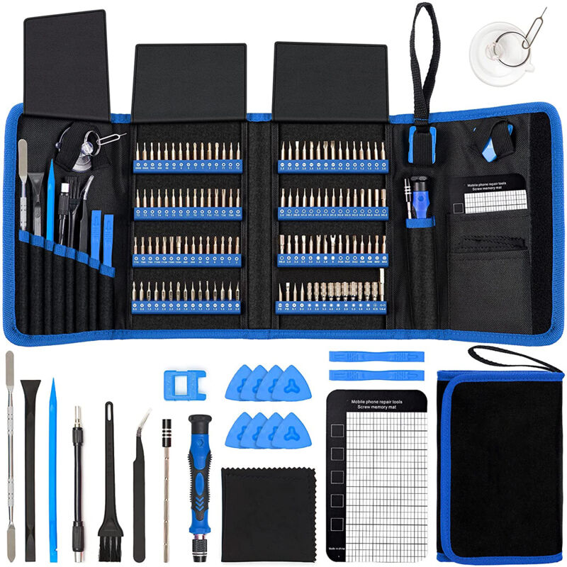 foto del prodotto set di cacciaviti elettronici di precisione da 142 pezzi con kit di strumenti di riparazione magnetici a 120 posizioni per iphone, macbook, computer,