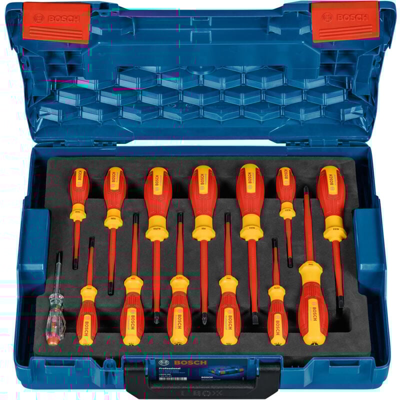 foto del prodotto set di cacciaviti vde bosch combo kit misto, 14 pezzi incl. l boxx