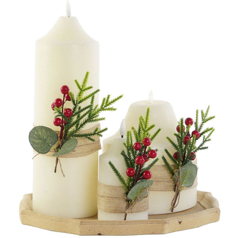 foto del prodotto set di candele dkd home decor bianco verde natale 7 x 7 x 15 cm