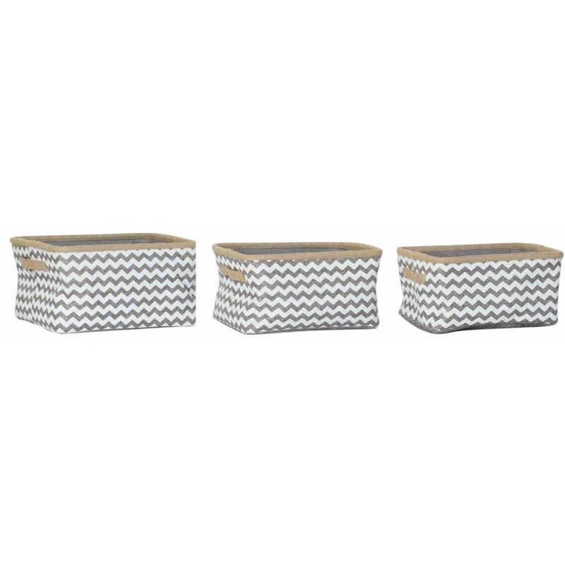 foto del prodotto set di cestini dkd home decor bianco grigio juta iuta zig zag boho 36 x 31 x 20 cm 3 pezzi