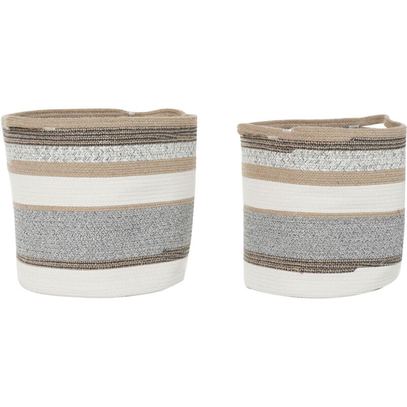 foto del prodotto set di cestini dkd home decor bianco grigio naturale juta iuta (2 pezzi)