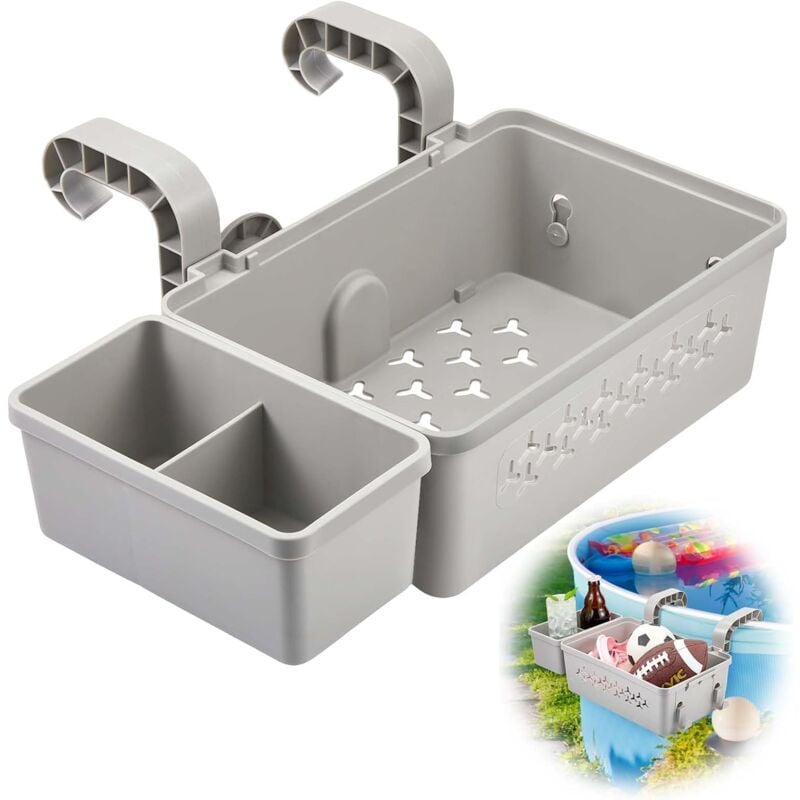 foto del prodotto set di cestini portaoggetti per piscina, include cestino in plastica per piscina, portabicchieri e accessori multifunzionali per piscina adatti per