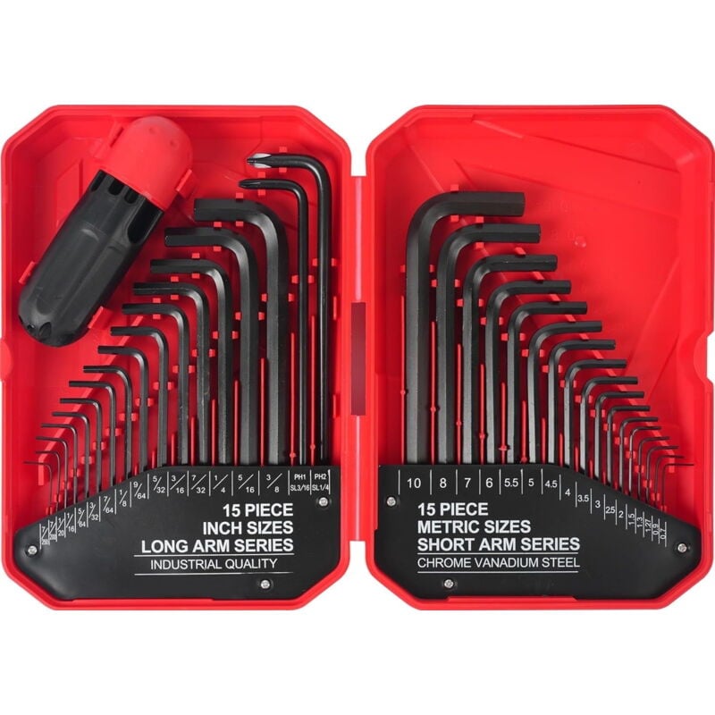 foto del prodotto set di chiavi a brugola da 35 pezzi, set di chiavi esagonali metriche e standard, set di chiavi a brugola, mm 0,7 mm 10 mm sae 0,028 3 8 ,