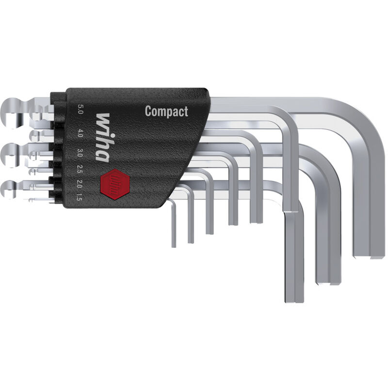 foto del prodotto set di chiavi a brugola in supporto compact testa sferica esagonale, 9 pz., cromatura opaca (40410) - wiha