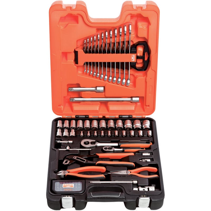 foto del prodotto set di chiavi a bussola bahco 81 pezzi 1 4' 1 2' con set di chiavi combinate pinze