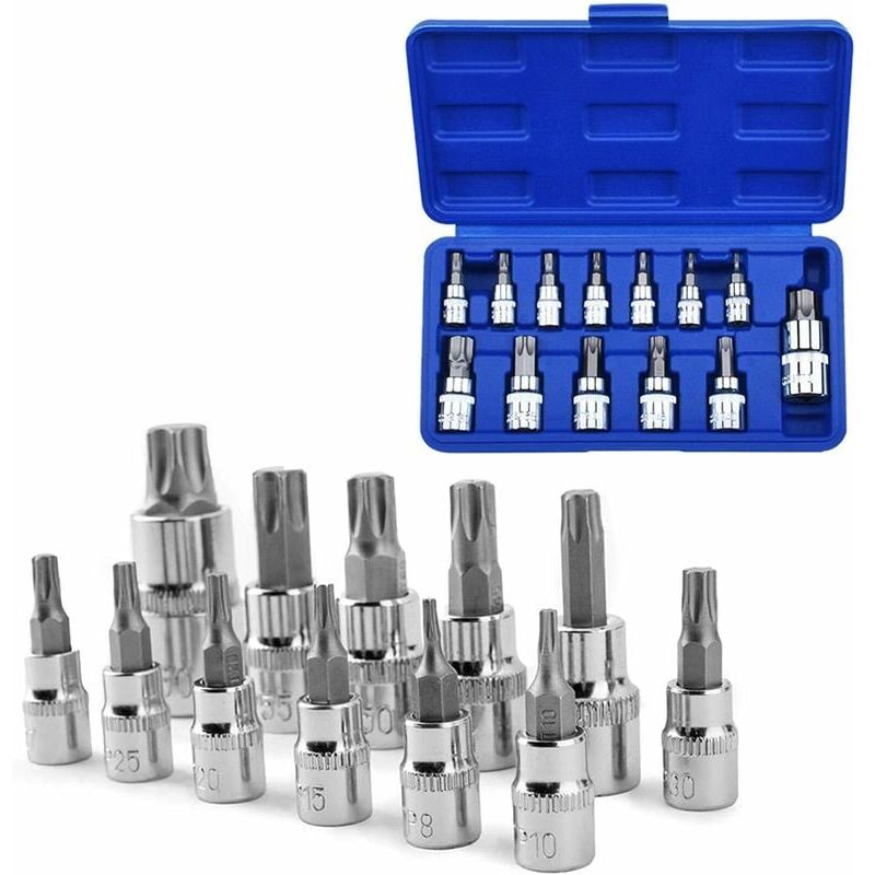 foto del prodotto set di chiavi a bussola da 13 pezzi set di punte per cacciavite con gambo a presa torx per la manutenzione domestica