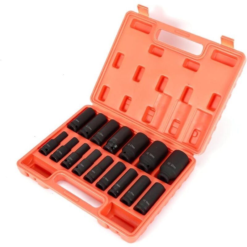 foto del prodotto set di chiavi a bussola per avvitatore a percussione, 1 2, 16 pezzi, set di chiavi a bussola da 10 a 32 mm, set di viti