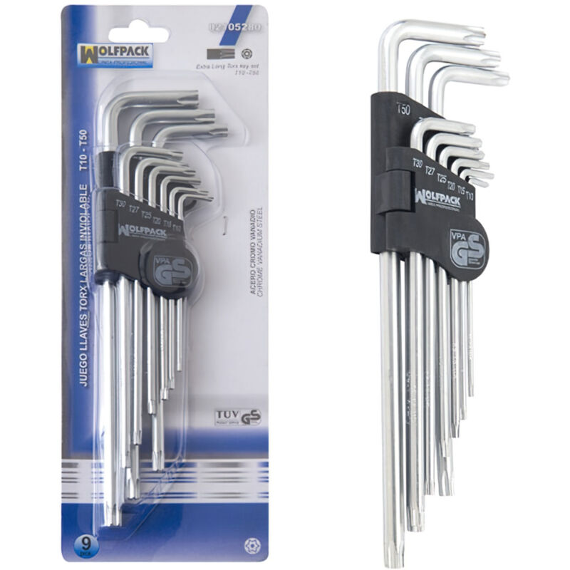 foto del prodotto set di chiavi torx l 9 pezzi lunghe antimanomissione