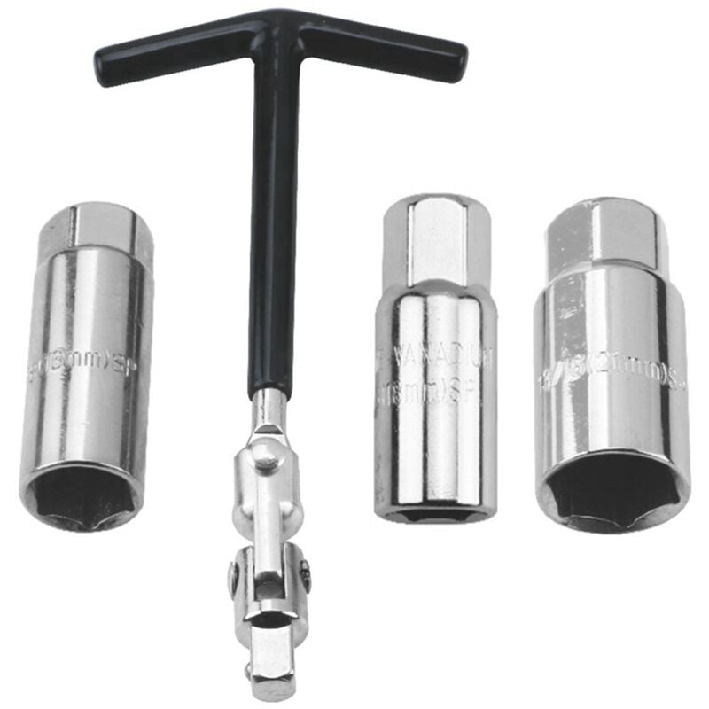 foto del prodotto set di chiavi universali per candele da 16 mm 18 mm 21 mm con impugnatura a t per auto, moto, motoscafo sollbry