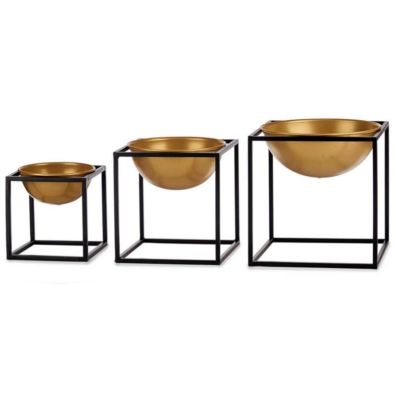foto del prodotto set di ciotole nero dorato decorazione 3 pezzi metallo