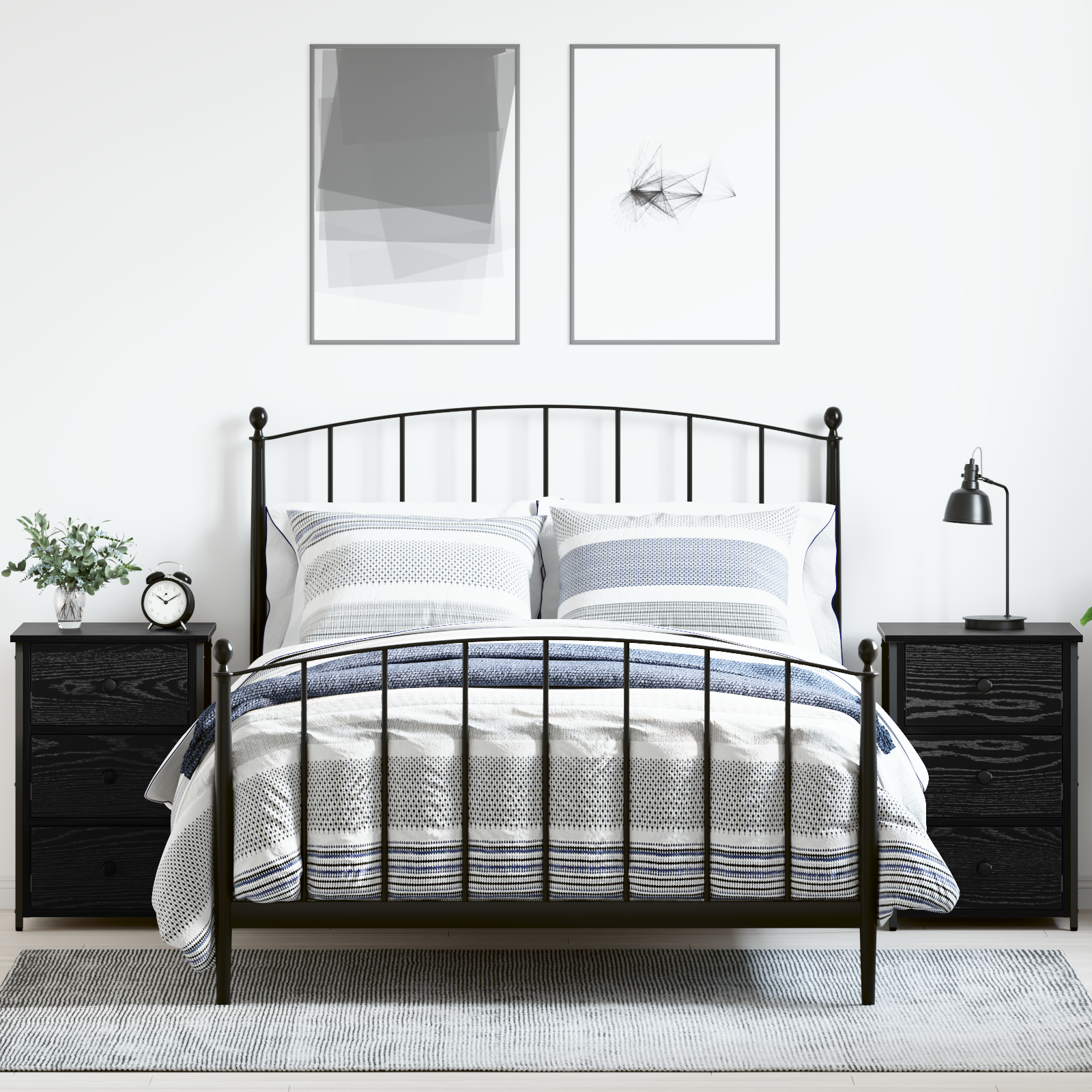 foto del prodotto set di comodini in rovere nero rovere nero legno ingegnerizzato