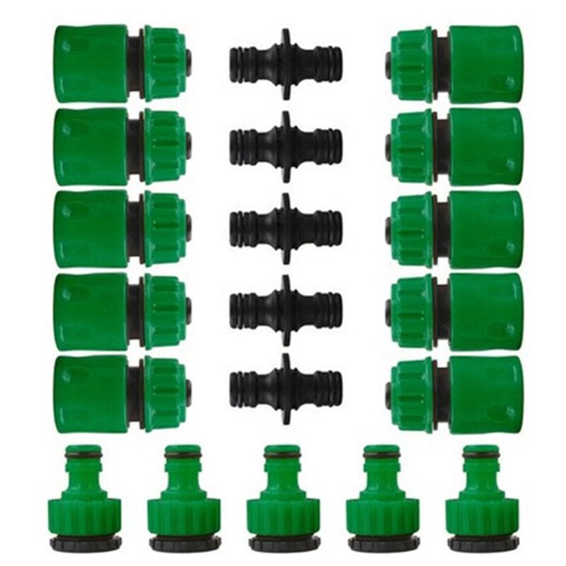 foto del prodotto set di connettori rapidi per tubo da giardino da 20 pezzi, 10 connettori rapidi per tubo da 1 2 , 5 connettori doppi, 5 connettori per rubinetto