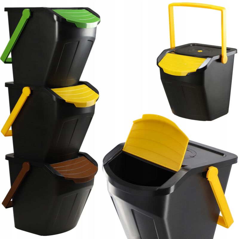 foto del prodotto set di contenitori per la segregazione dei bidoni della spazzatura kadax 3x25l