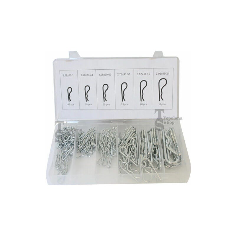 foto del prodotto set di coppiglie perni fermi di sicurezza varie misure 150 pezzi in box 150 pz