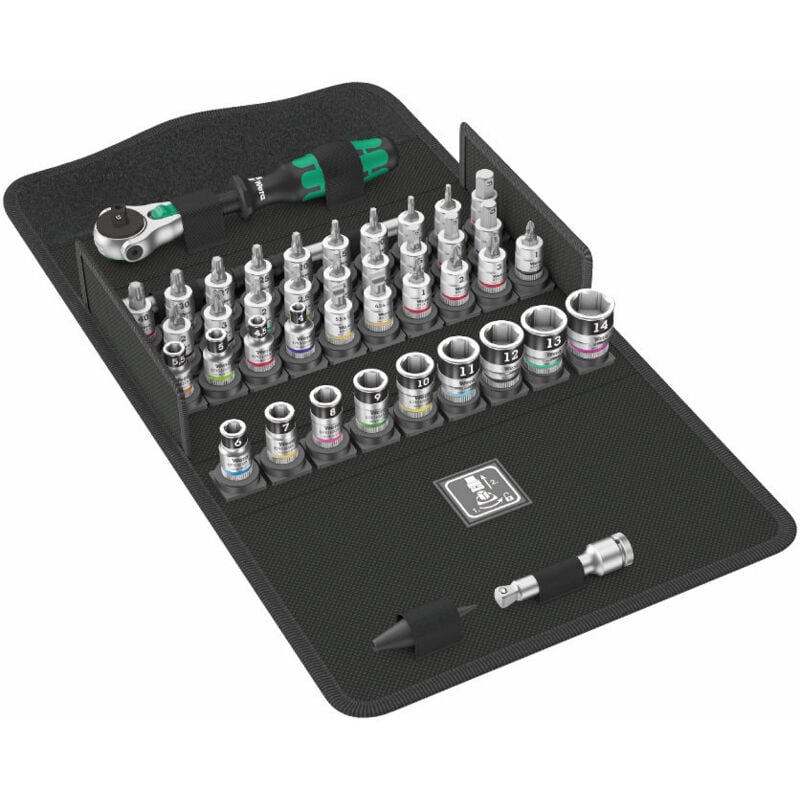 foto del prodotto set di cricchetti wera 8100 sa all in zyklop speed, con funzione di bloccaggio, attacco 1 4 , metrico, 42 pezzi