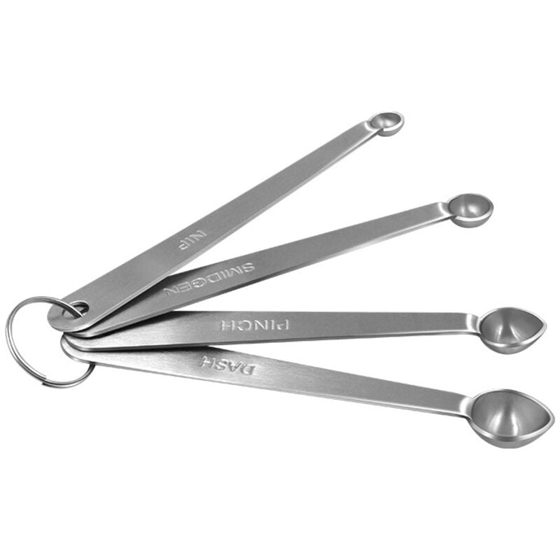 foto del prodotto set di cucchiai dosatori - set di 4 mini cucchiai in acciaio inossidabile, set di cucchiai, set di cucchiai da forno, set di cucchiai per liquidi e