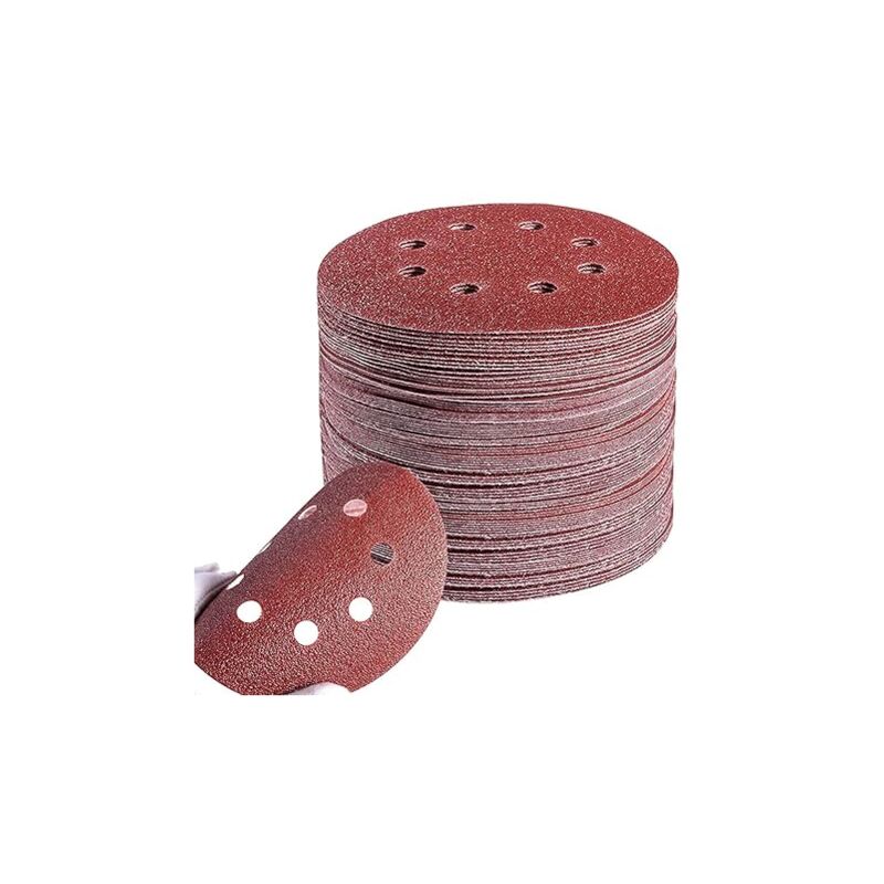foto del prodotto set di dischi abrasivi da 125 mm 100 fogli di carta vetrata rotonda a 8 fori grana 20x p40 p60 p80 p120 p240 set di dischi abrasivi per