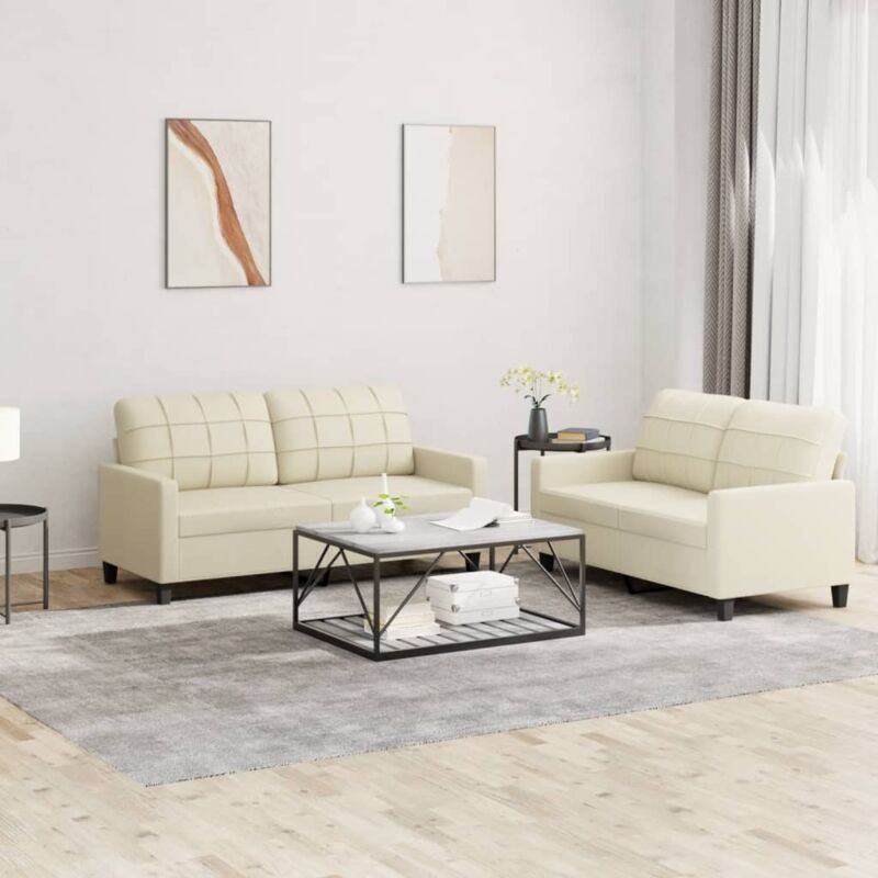 immagine 0 del prodotto set di divani 2 pz con cuscini crema in similpelle vidaxl