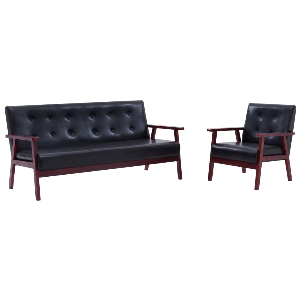 foto del prodotto set di divani 2 pz nero in similpelle cod mxl 13797