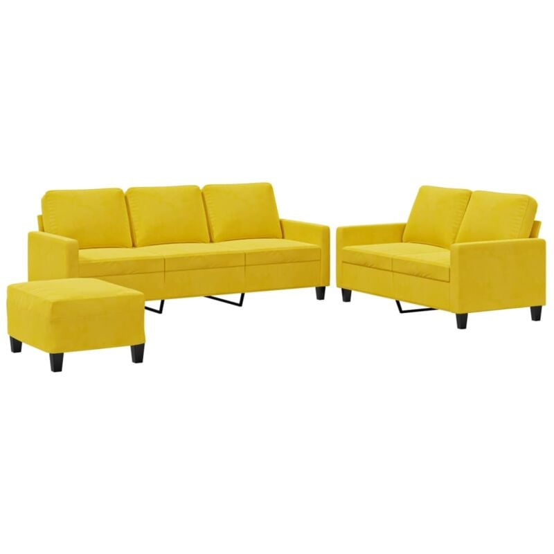 immagine 0 del prodotto set di divani 3 pz con cuscini giallo in velluto vidaxl