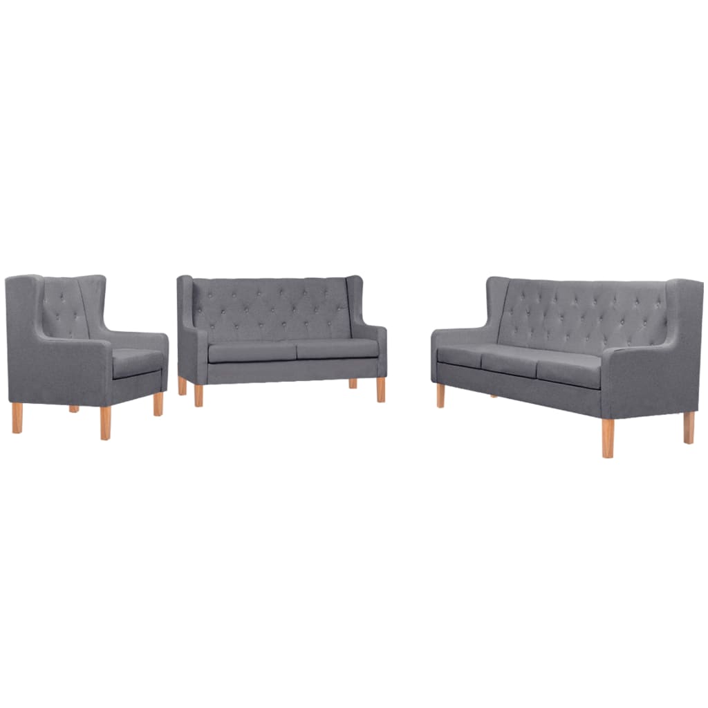 foto del prodotto set di divani 3 pz in tessuto grigio cod mxl 11697