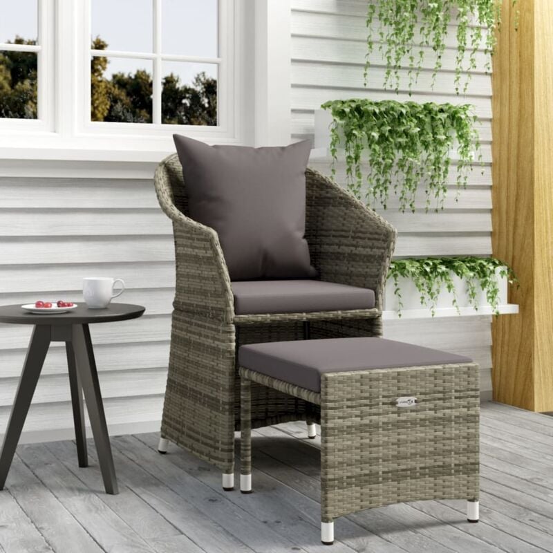 foto del prodotto set di divani da giardino 2 pz con cuscini in polyrattan grigio