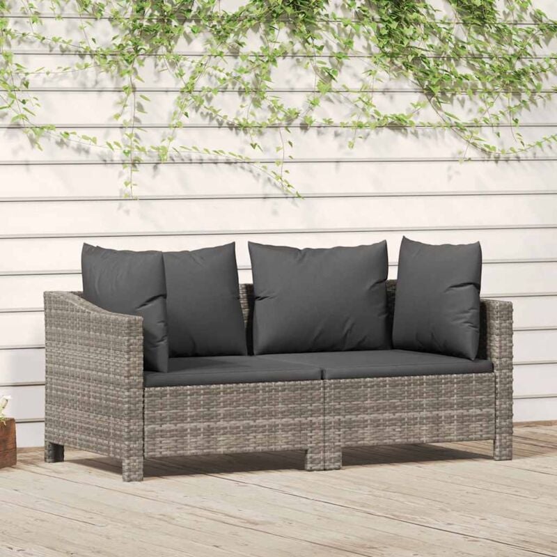 immagine 0 del prodotto set di divani da giardino 2 pz con cuscini in polyrattan grigio vidaxl