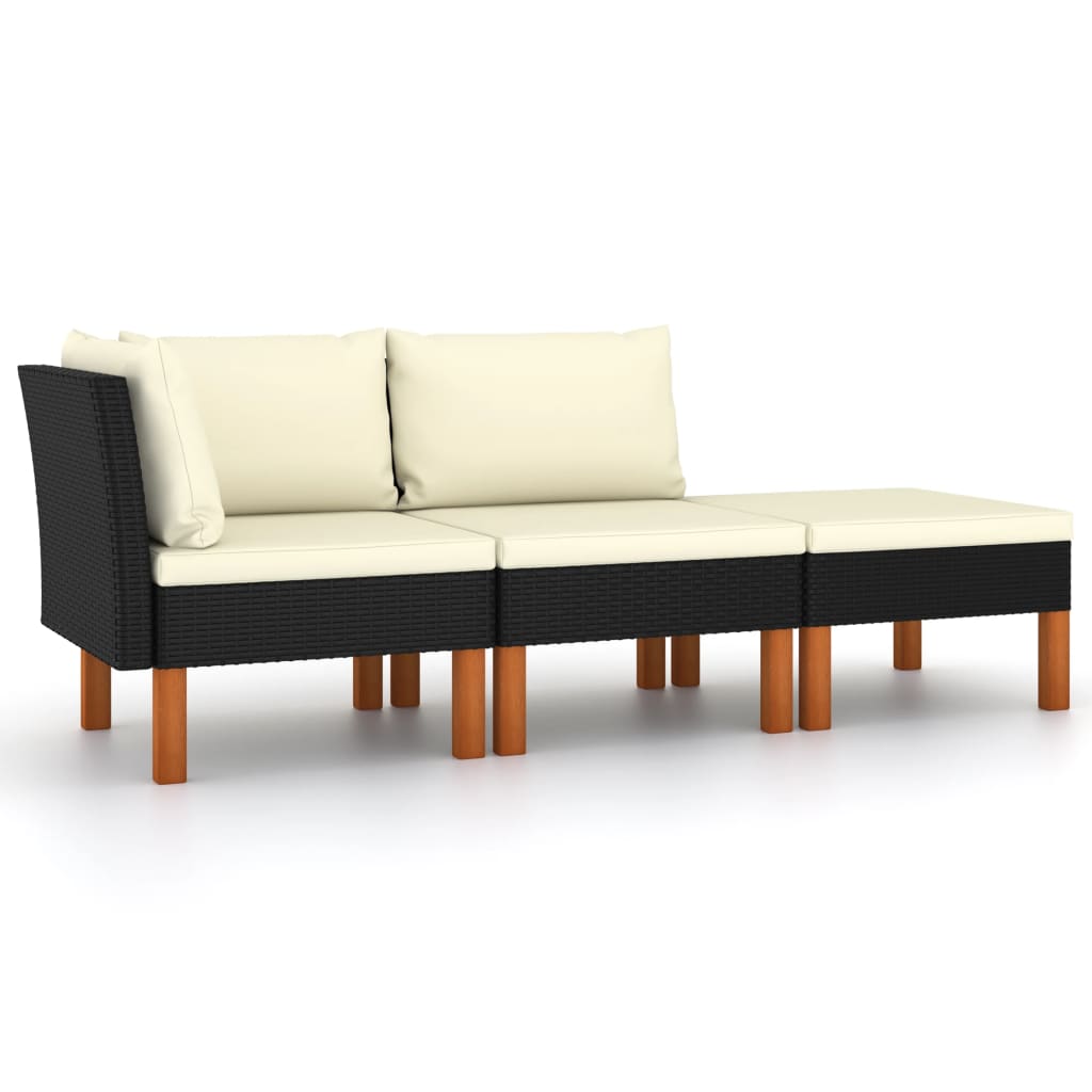 foto del prodotto set di divani da giardino 3 pz polyrattan massello di eucalipto cod mxl 73661