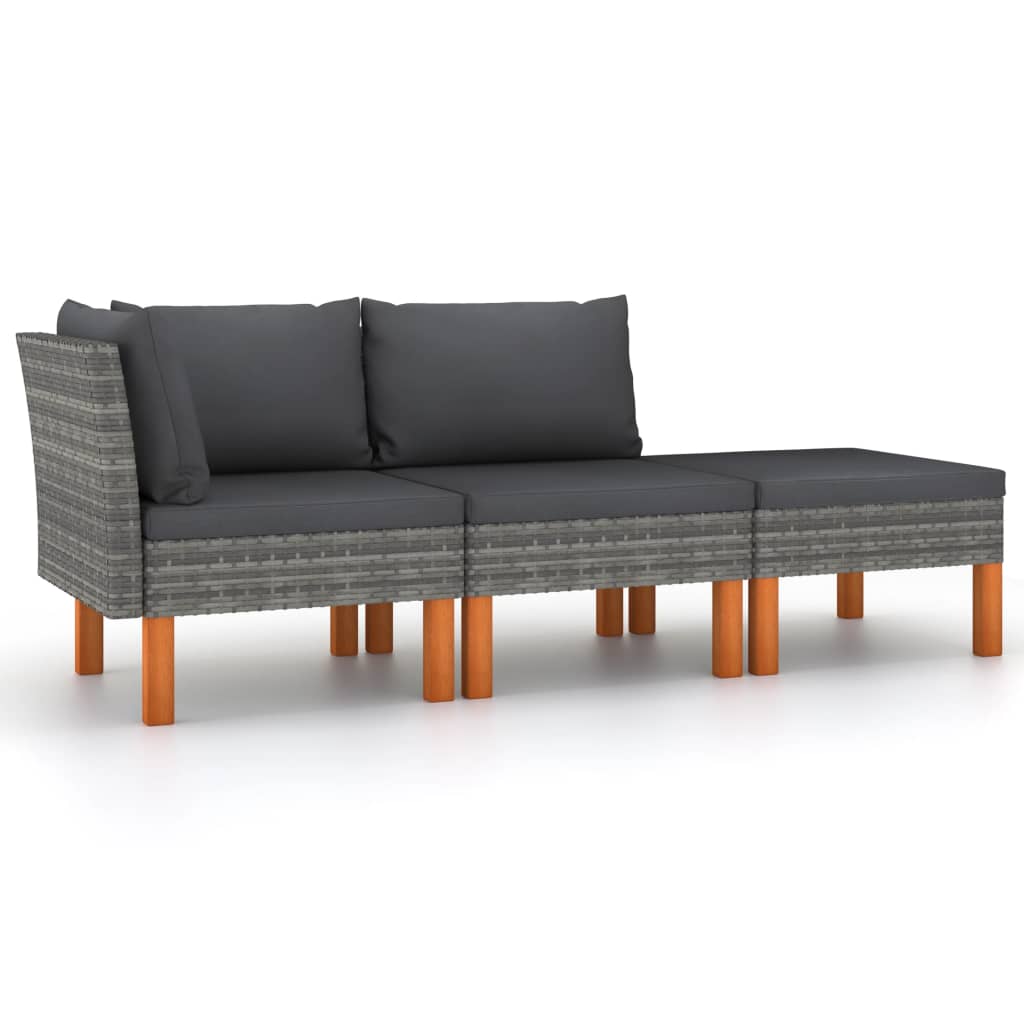 foto del prodotto set di divani da giardino 3 pz polyrattan massello di eucaliptocod mxl 119342