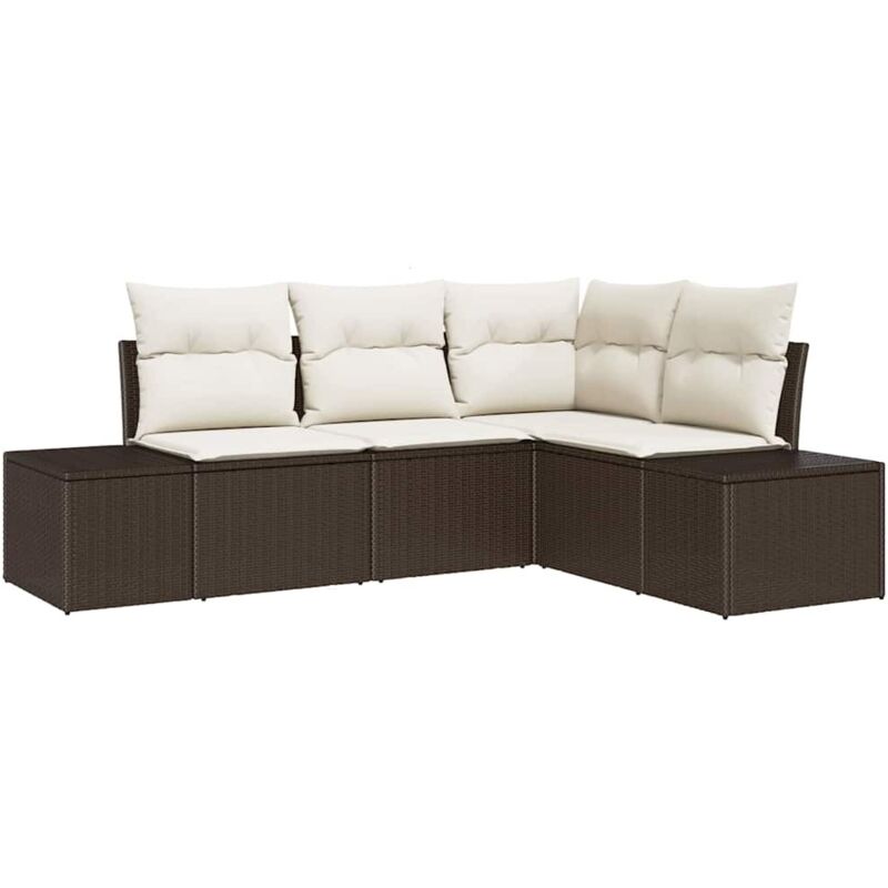 foto del prodotto set di divani da giardino 4 pezzi con cuscini marrone rattan sintetico vidaxl