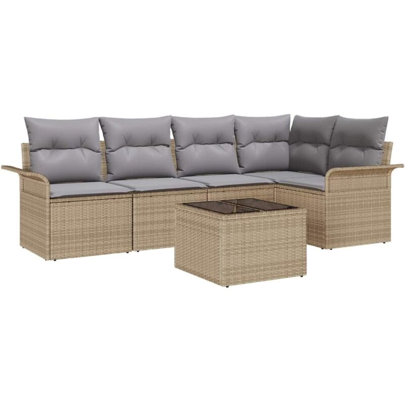 foto del prodotto set di divani da giardino 6 pezzi con cuscini in rattan polirattan nero vidaxl