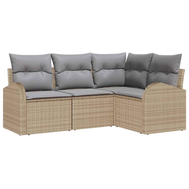 foto del prodotto set di divani da giardino da 4 pezzi con cuscini beige polyrattan vidaxl