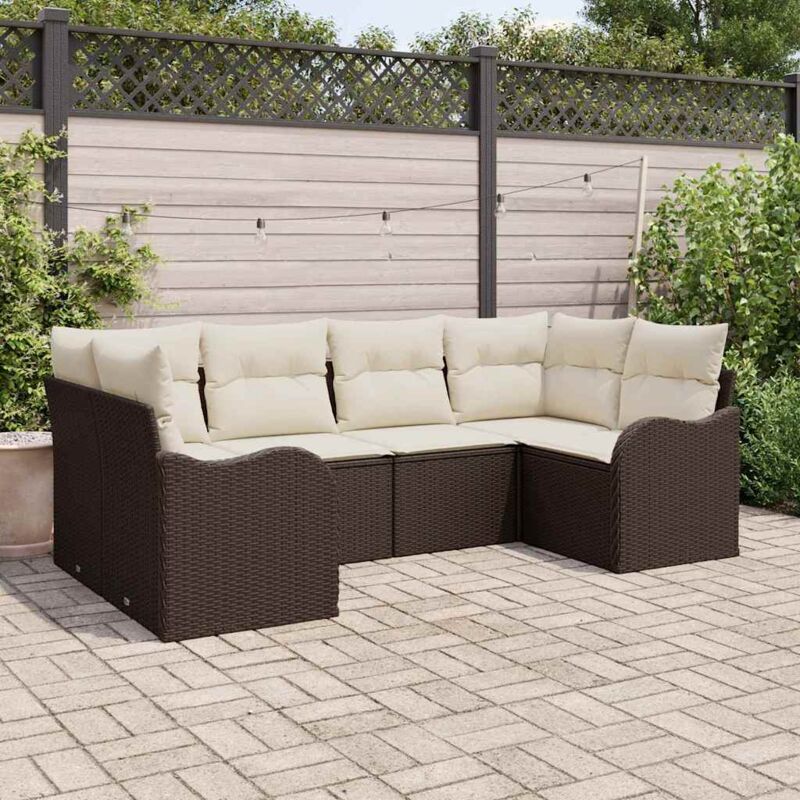 foto del prodotto set di divani da giardino da 6 pezzi con cuscini in rattan poliestere marrone vidaxl