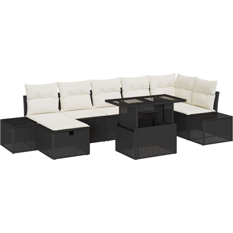 foto del prodotto set di divani da giardino da 8 pezzi con cuscini in polyrattan nero vidaxl