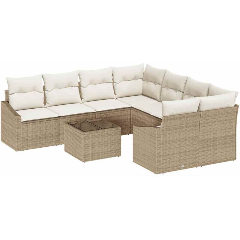 foto del prodotto set di divani da giardino da 9 pezzi con cuscini beige in polyrattan vidaxl