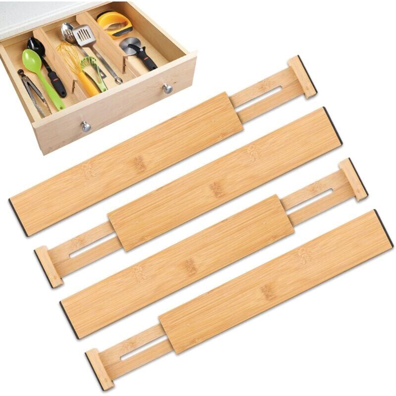 foto del prodotto set di divisori per cassetti, divisore per cassetti da cucina, organizer regolabile per cassetti da cucina, divisore per cassetti in bamb , organizer