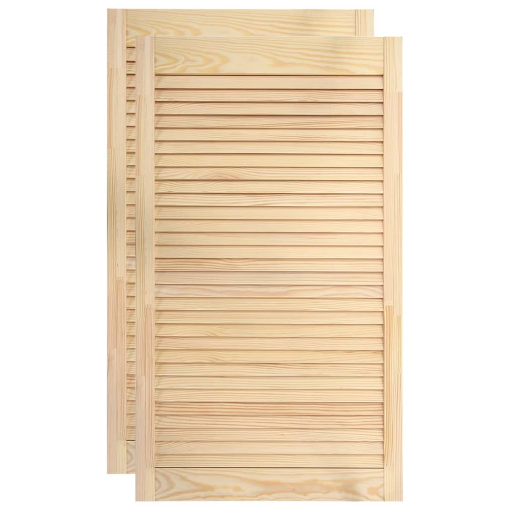 foto del prodotto set di due ante in legno massello di pino ante con persiana ante dell'armadio ante degli scaffali fodera per armadio guardaroba guardaroba 99,3 x 19,4 pollici 02_0003900