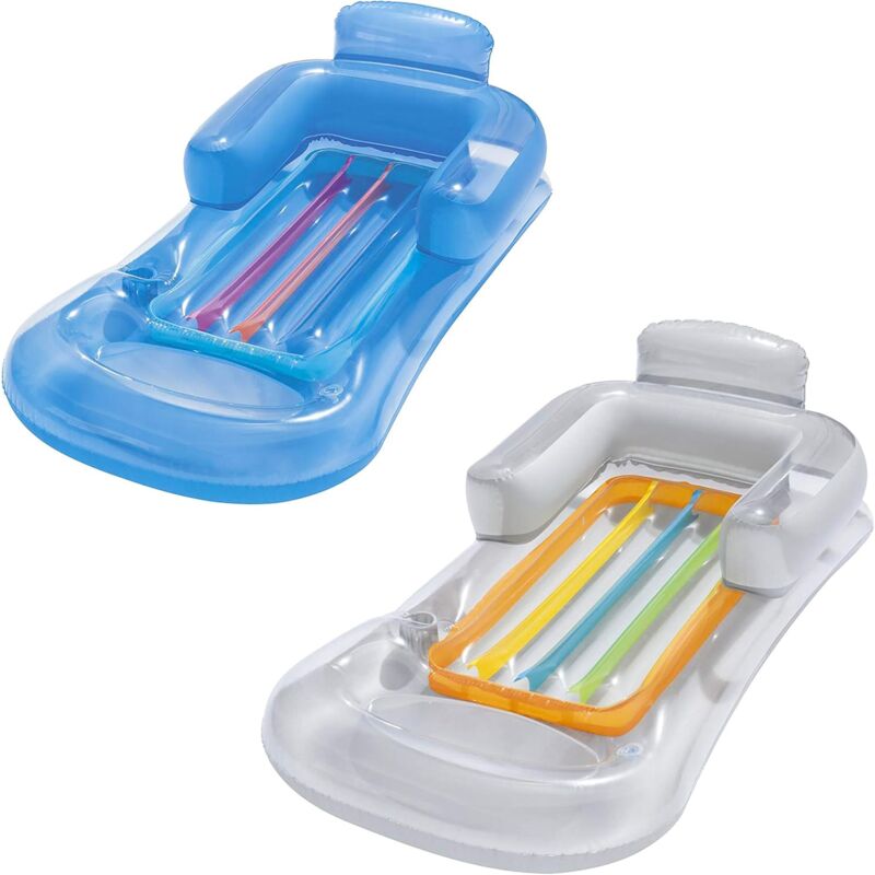 foto del prodotto set di due sedie a sdraio gonfiabili, letto galleggiante, sedile posteriore, galleggiante da piscina, sedia a sdraio galleggiante per feste estive.