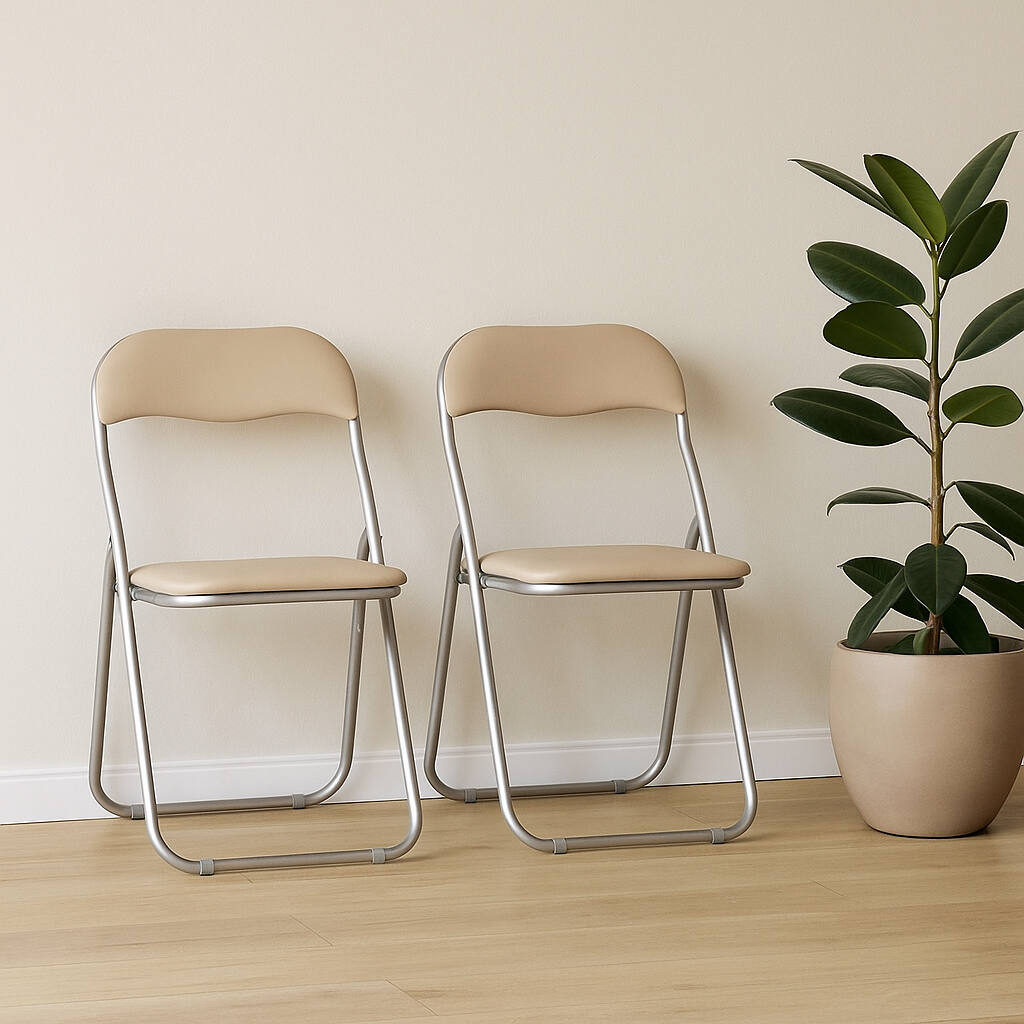 foto del prodotto set di due sedie antenore, colore beige, misure 43 x 47 x 78 cm
