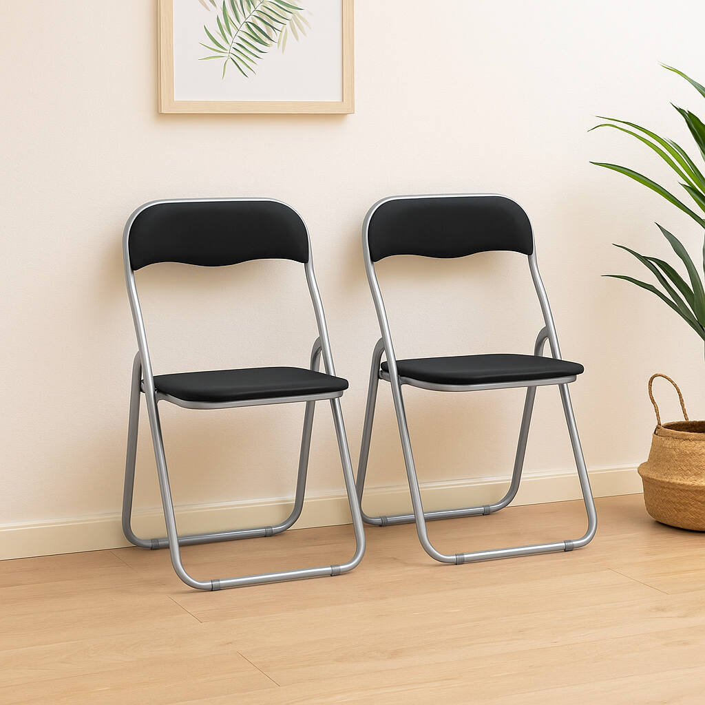 foto del prodotto set di due sedie antenore, colore nero, misure 43 x 47 x 78 cm